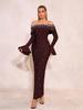 European and American Style Beaded Sequin One-Shoulder Bandage Evening Gown