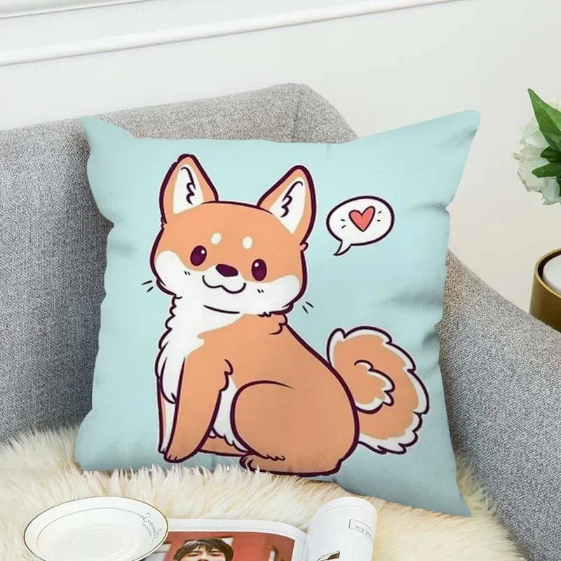 Pillowcase 45*45 Shiba Inu Pillow Cases For Bed Chair Cushion Cover 45X45Cm Fall Decoration Decorative Pillows Lounge Chairs