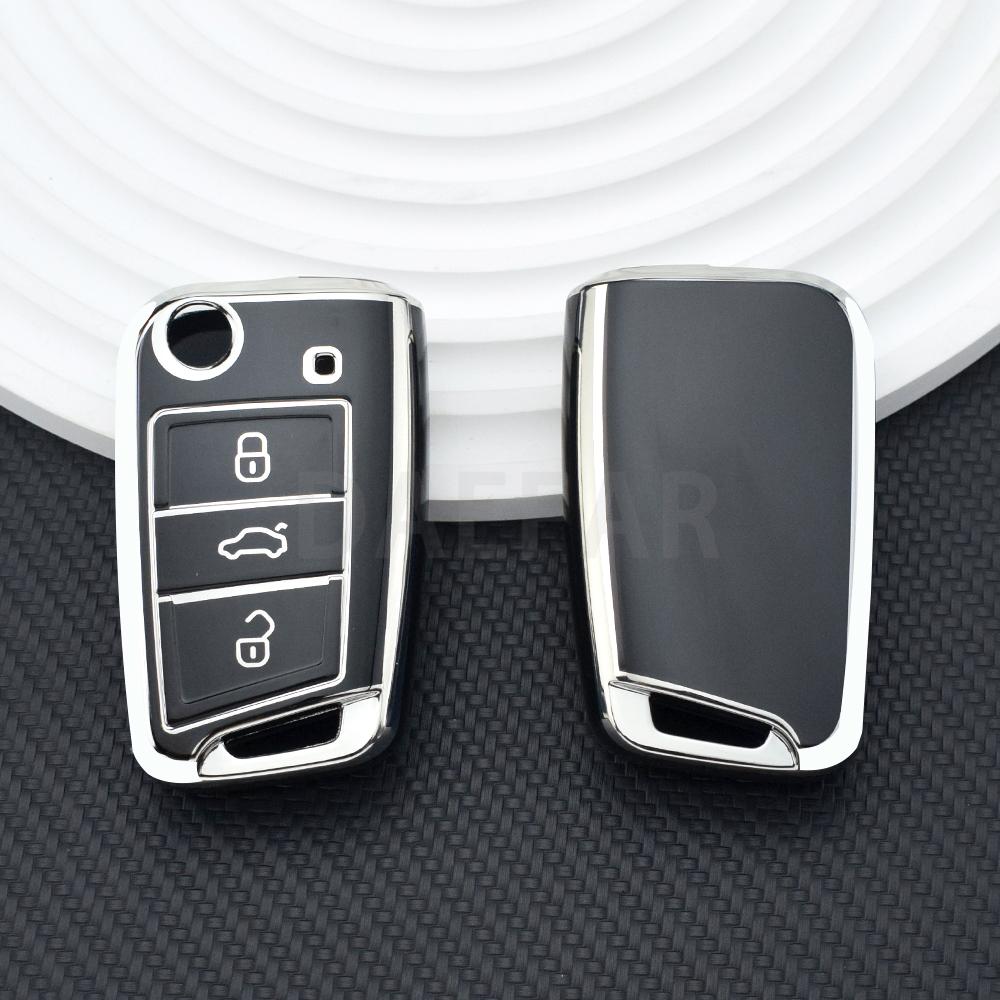 Key Case Cover for VW Golf 7 GTI POLO Touran Tiguan Skoda Octavia Rapid Kodiaq Fabia Seat Ibiza Leon Ateca Arona T-Cross T-Roc