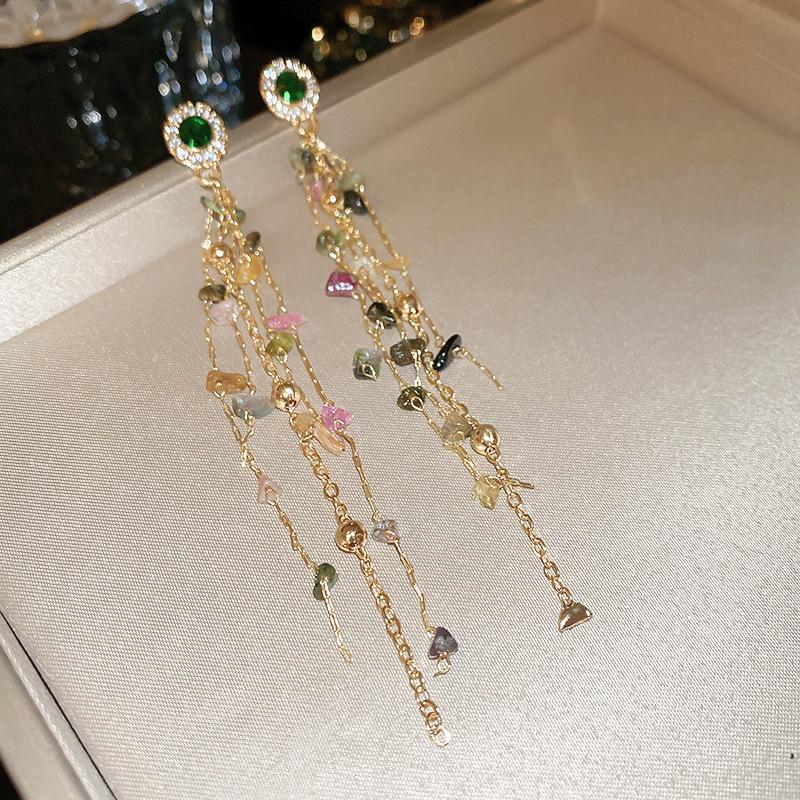 Silver Needle Sweet Flower Butterfly Pearl Tassel Earrings Trend Stud Earrings Temperament Earrings Women