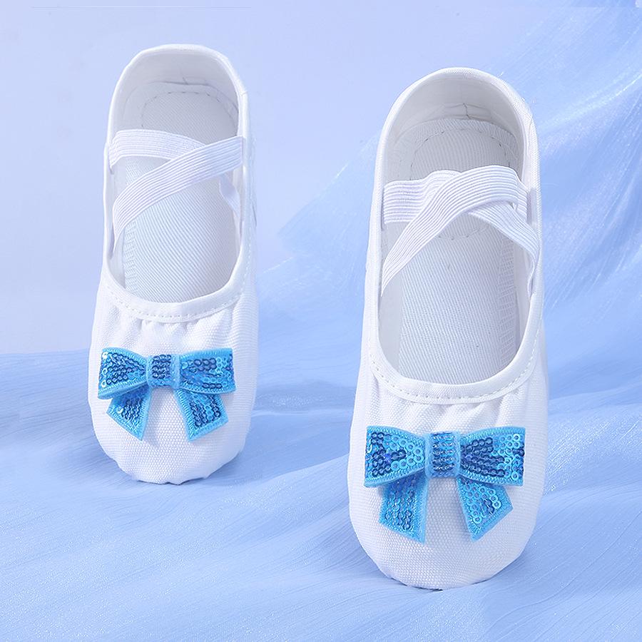 Girls  Sequined Ballet & Chinese Dance Shoes - White Soft Sole for Toddler Practice 32