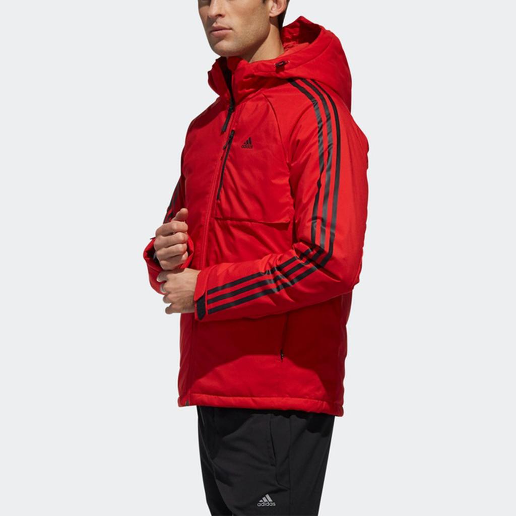 Adidas 3-Stripes Down Hooded Puffer Jacket Men Outerwear Light-Crimson DM1971