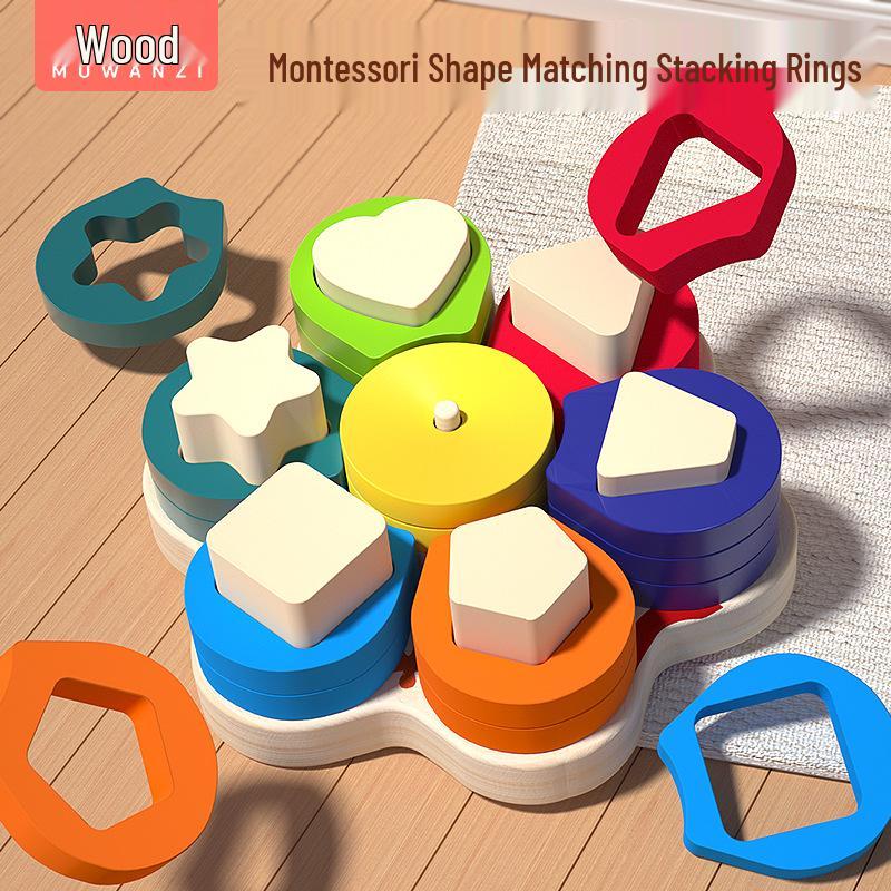 

Montessori Shape Matching Stacking Rings Puzzle Toy for Kids Aged 3-6