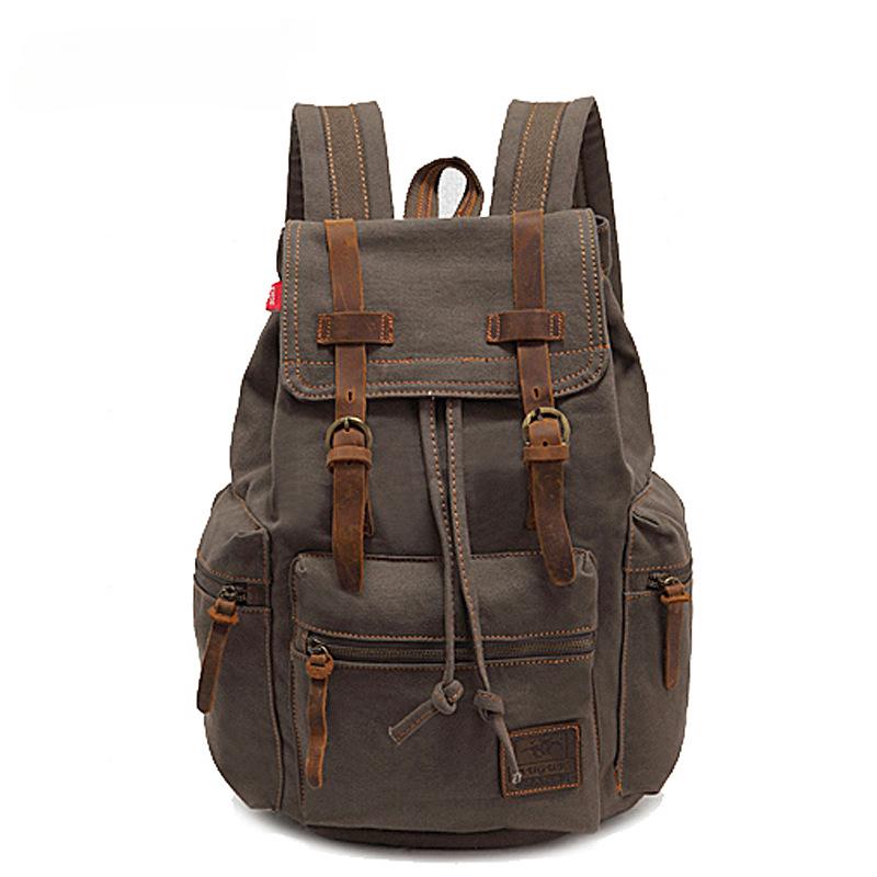 European and American Retro Men's Backpack New Canvas Shoulders Bag Outdoor Travel Computer Bag Student Schoolbags for Boy Father's Day Gift