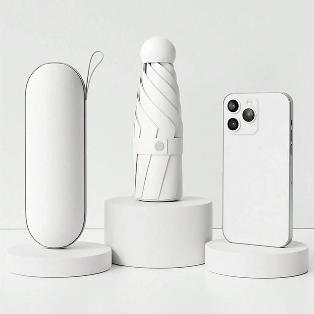 1pc Anti-Uv Mini Umbrella For Sunny And Rainy Days, Portable With Uv Coating And 6 Reinforced Ribs  Beach Umbrella