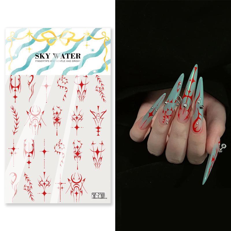 

Retro Gothic Black & Red Nail Stickers for Cool, Spicy Girls