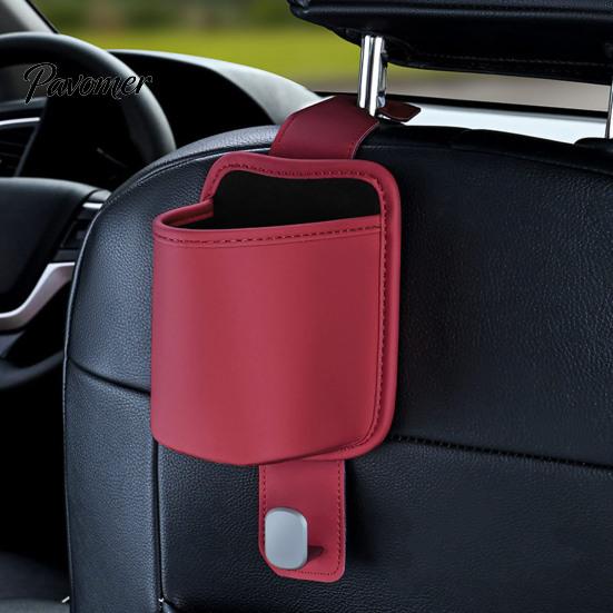 Hidden Car Organizer Leather Door Cup Holder, Multifunctional Vehicle Drink Hanger Holder for with Headrest Hooks, Window Drinks Phone Universal