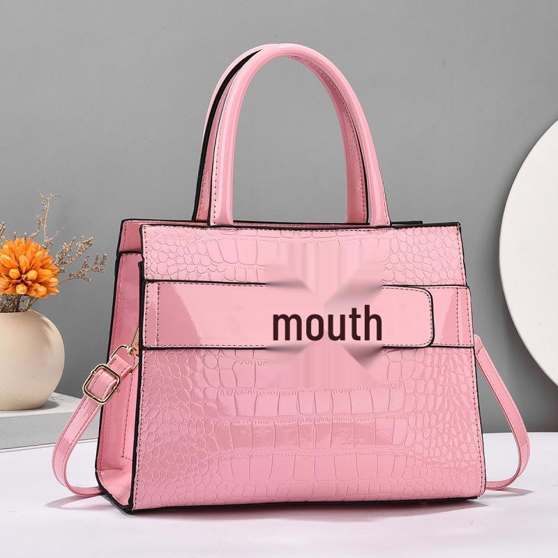 Taizhou Patent Leather Croc-Pattern Women's Versatile Handbag - Large Capacity Shoulder & Crossbody Mom Bag
