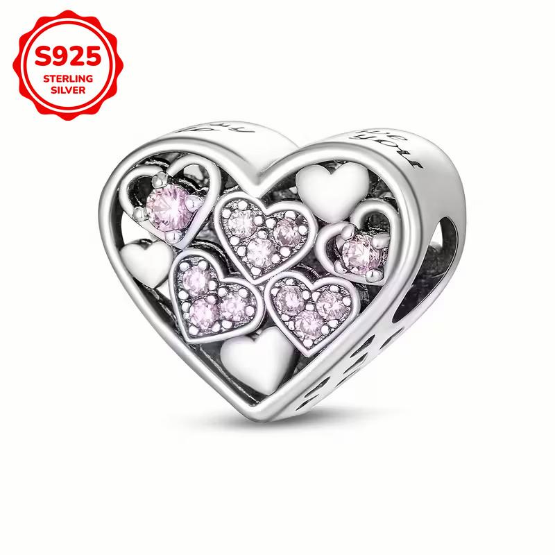 925 Silver Pink Cute Lovely Butterfly Perfume Girl Charms Beads Fit Bracelet DIY Making For Woman Jewelry