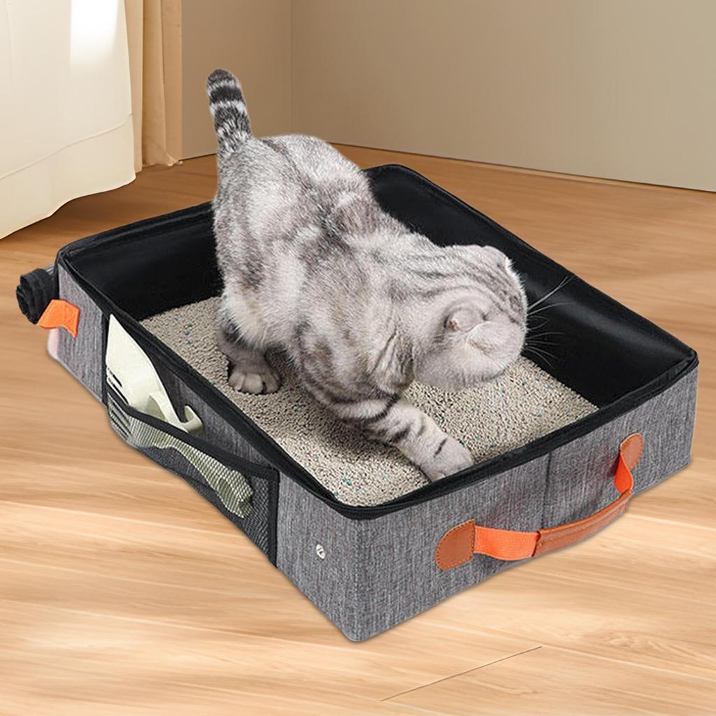 Portable Litter Box For Cats Waterproof Portable Cat Box Kitten Poop Container With Zipper For Housebreaking Treats Indoor Toy