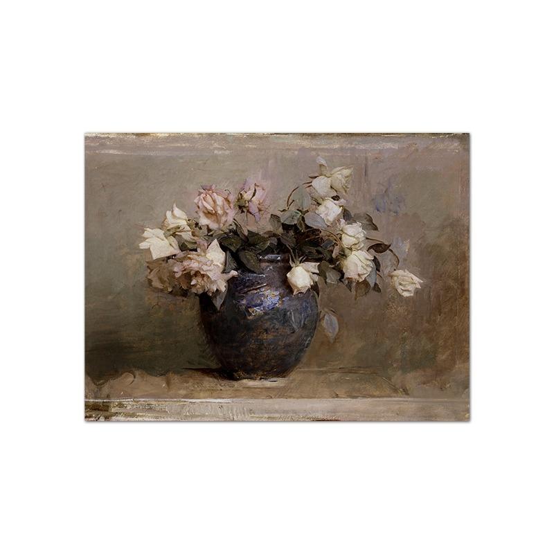 Moody Cloud Landscape Oil Painting Art Prints Rustic Forest Canvas Poster Antique Flower Print Vintage Country Wall Art Decor