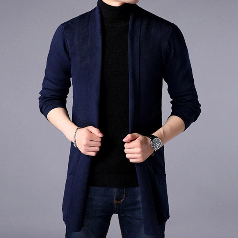 Herren Frühling und Herbst Übergröße Einfarbig Lässig Mittellang Pullover Jacke Freizeitmode Strickjacke Strickwaren