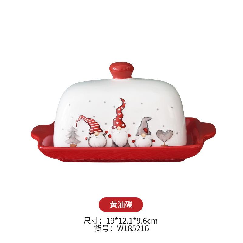 Nordic Santa Claus Ceramic Butter Dish, Decorative Snack Plate, Dessert Plate, European and American Style Tableware, Western Fo