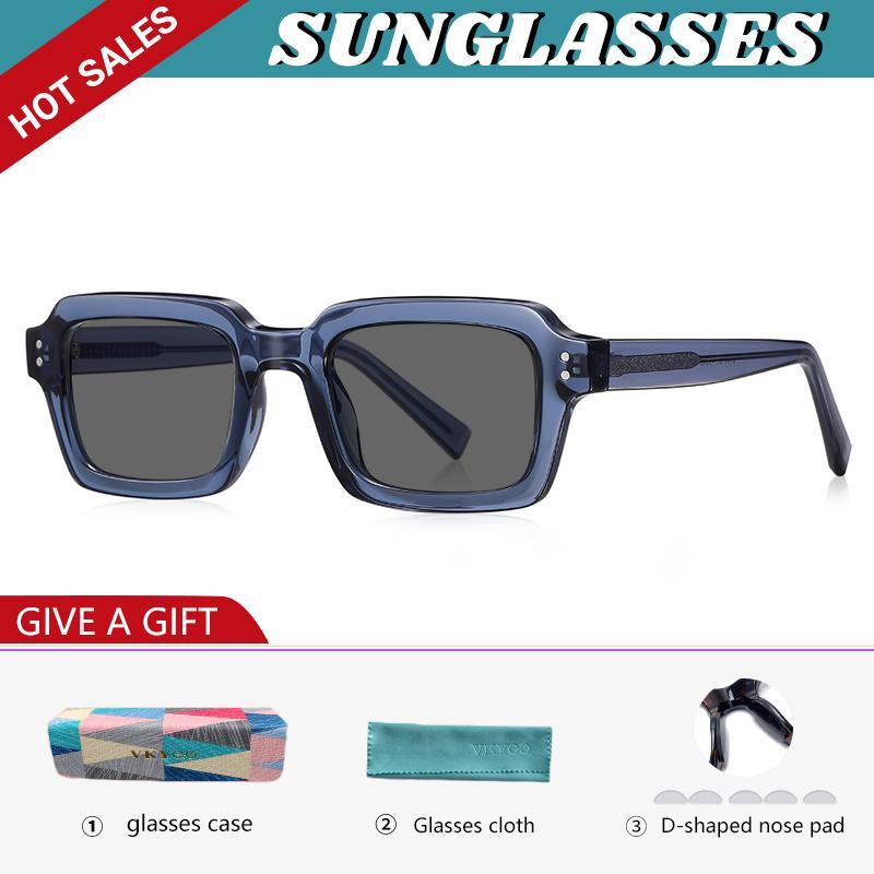 GENEVIEVE Simple Geometric Square Box Photochromic Anti-blue Light Glasses Polarized Sunglasses Can Be Customized Prescription