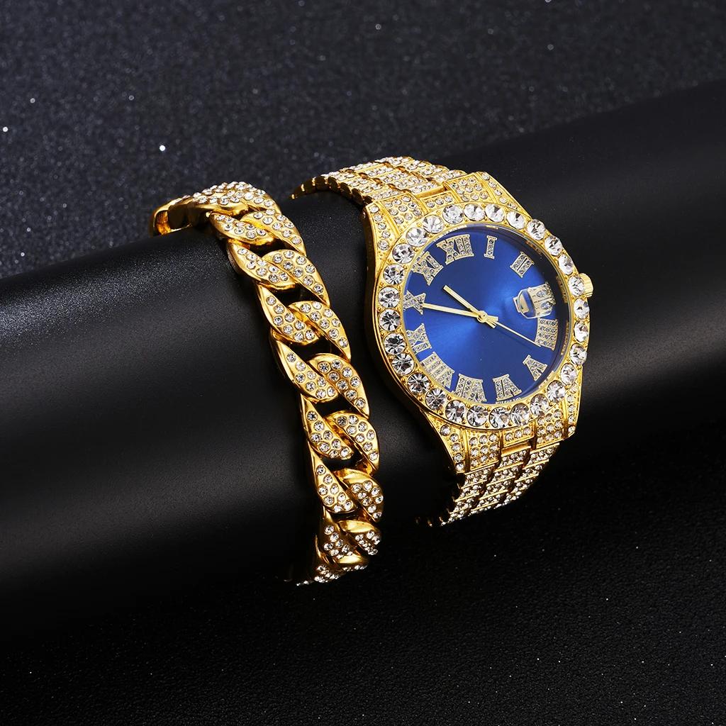 Iced Out Watch Men Luxury Brand Full Diamond Mens Watches AAA CZ Quartz Men's Watch Waterproof Hip Hop Male Clock Gift for Men
