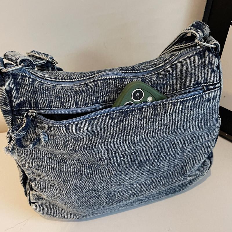 Vintage Multi-Pocket Denim Women's Bag Hand Shoulder Crossbody Bag
