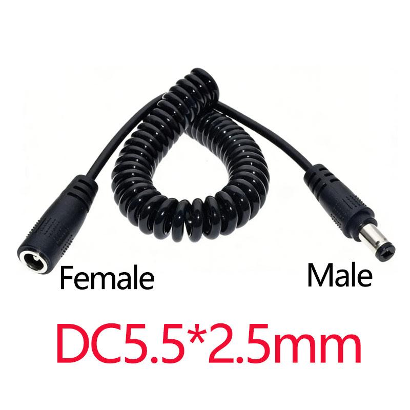 1PC DC Male  Femalespring Cable Connector5.5 X 2.5 Mm 5.5mm X 2.1mm Straight Plug Power Charger150cm 70cmextension Cord