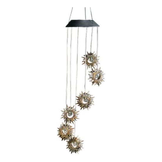 Solar Wind Chime Light, Star Sun Moon Wind Chime Solar Light, Outdoor Hanging Wind Chime, Solar Powered Garden Light for Patio Balcony Porch Terrace