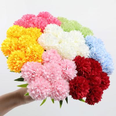 6 Pcs Artificial Hydrangea Flower Faux Chrysanthemum Ball Flower Fake Long Stem Hydrangea Bridal Bouquet for Home Office Coffee