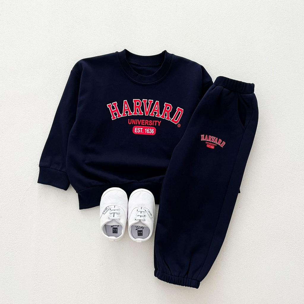 Kids' Spring/Autumn Sports Set: Boys' Letter Print & Winter Fleece-Lined Baby Girl Sweatshirt with Pants