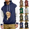 Herrar Lös Fritid Utomhus Huvförsedd Huv Färgkrockande Huvtröja