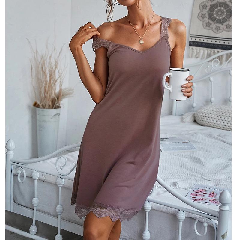Elegant Lace Nightgown - Comfortable Soft Camisole Sleepwear for Women, Perfect for Spring & Summer.
