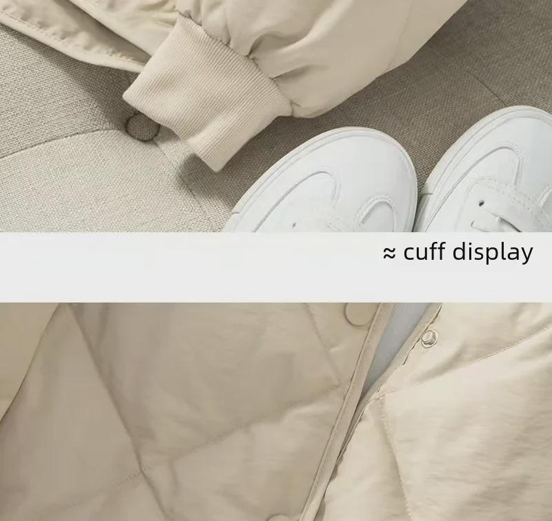 Women's Lightweight Collarless Down Jacket - Diamond-Shaped Quilting, Round-Neck, Loose Fit for Students