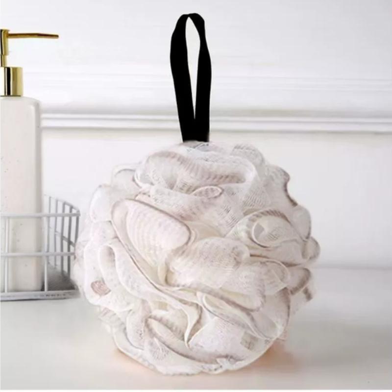 Luxurious Skin Care Bath Sponge Shower Ball - Super Soft, Exfoliating, Rich Lathering Poof with Hanging Loop for Easy Storage
