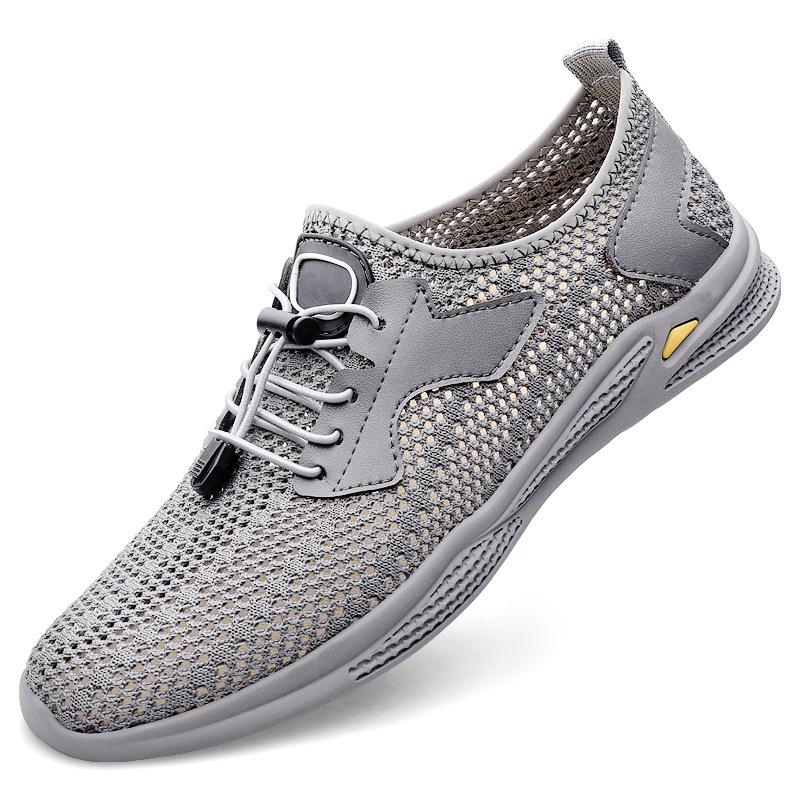 Men s Breathable Round Toe Elastic Band Loafers 45 серый