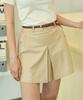 Ramaro Matte Cotton Mini Skirt (Beige)