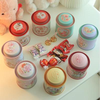 Cartoon Jellycat Rabbit Suitcase Storage Tin Candy Cookie Box Round Metal Jewelry Organizer For Wedding Birthday Party Gift Box