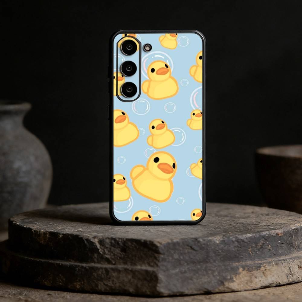 Yellow Duck Cute Phone Case For Samsung Galaxy A91,80,73,72 ,71,53,52,32 ,31,22,21s,20,Soft Black Case