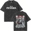 T-shirt Vintage Lavata Anime Inuyasha Sesshomaru Merch Uomo Donna Casual Oversize T-shirt Uomo Divertenti Cartoni Animati Harajuku T-shirt