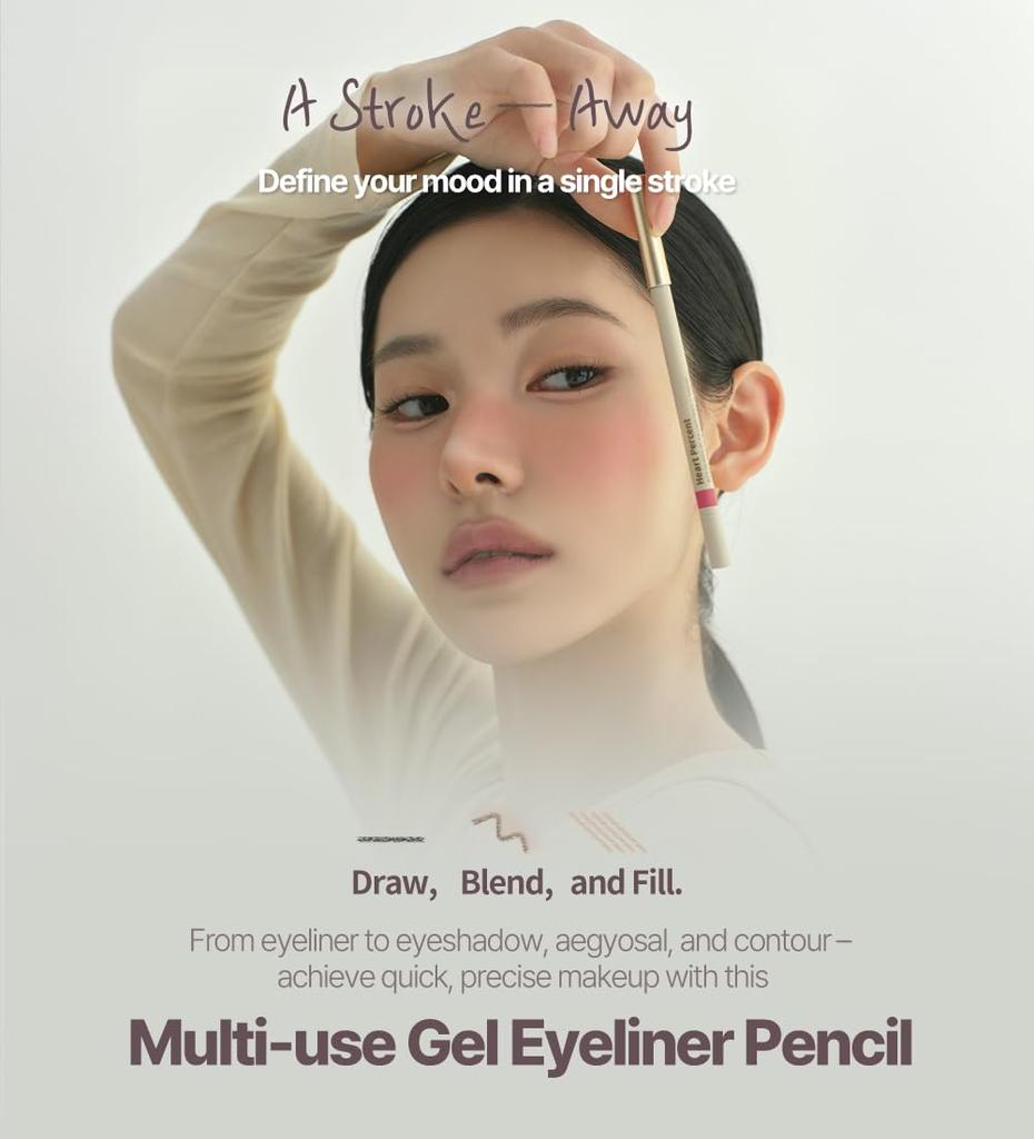 Heart Percent Dote On Mood Gel Eyeliner Pencil Waterproof Pencil High Adhesion Shadow Sharpener Korean Cosmetics Peach Blossom - Eyeliner/Tear