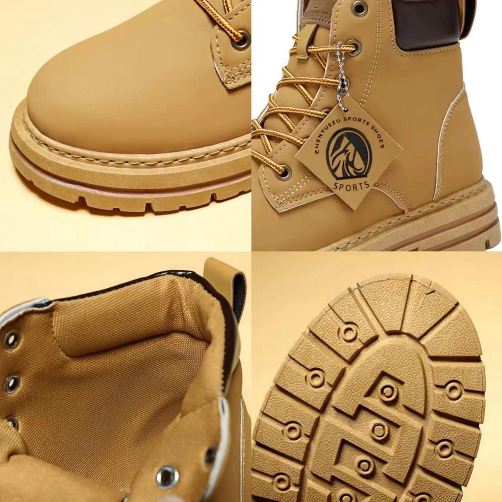 Fashion Men's Boots High Top Ankle Boots Trend Men Shoes Non-Slip Lace-Up Leather Shoes Men Wear-Resistant Hiking Boot Botas Para Hombre