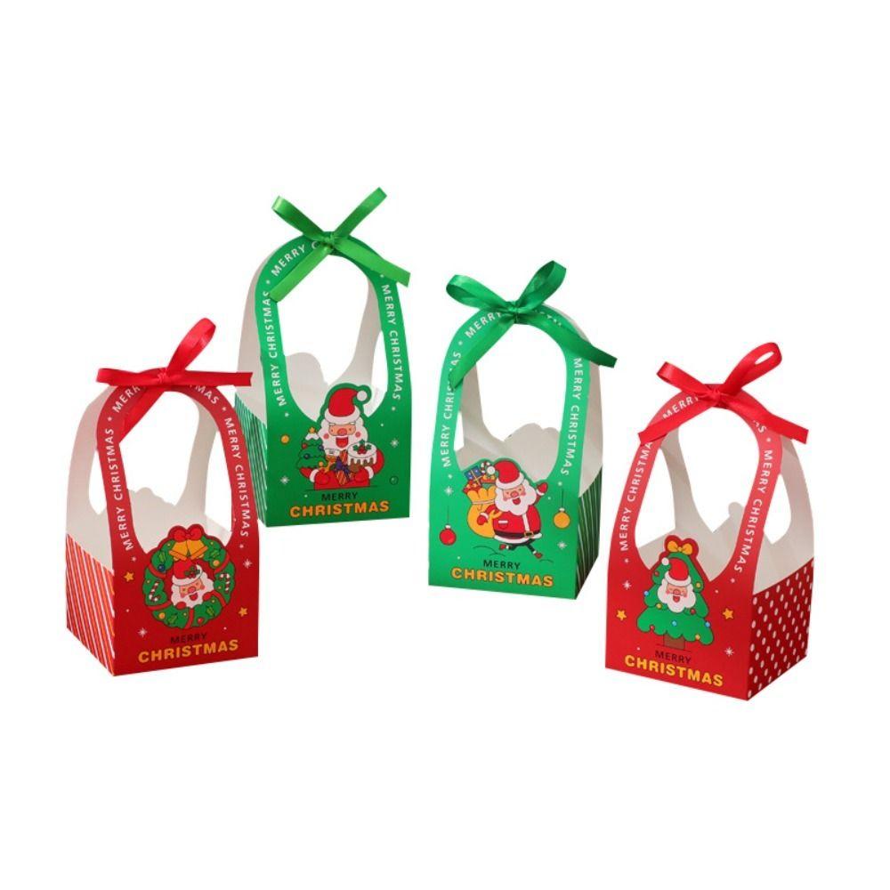 5PCS Handheld Gift Box Santa Claus Cookie Food Packaging  Christmas Party Decoration