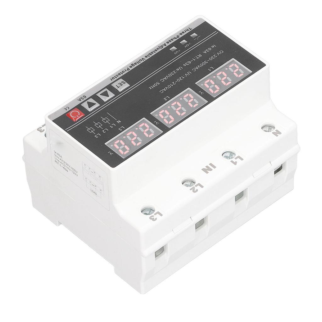 3 Phase Adjustable Protector Over Under Voltage Current Protection Device DIN Rail Mount