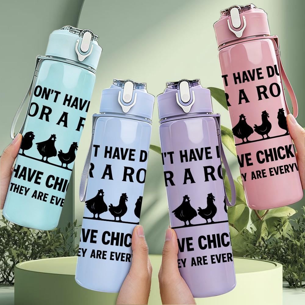 1PC I Don't Have Ducks In A Row Quote 750ml Color Plastic Sports Water Bottle Leakproof Flip Straw Lid Suitable for Sports Office Home Use