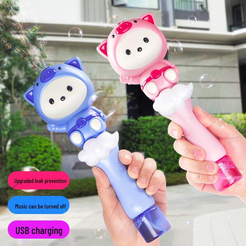Rechargeable Cartoon Space Rabbit Bubble Gun - Leak-Free Handheld Automatic Bubble Machine