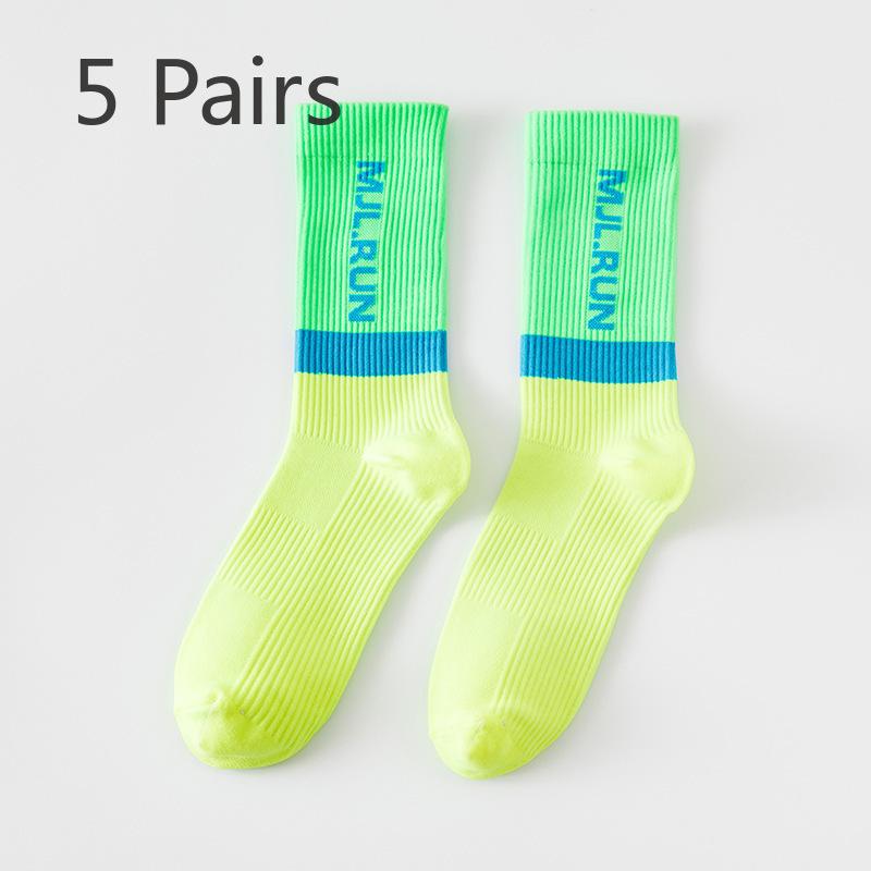 

5 пар женских летних тонких профессиональных спортивных цветных скакалок, носки для бега и фитнеса 5 Pairs флуоресцентный зеленый