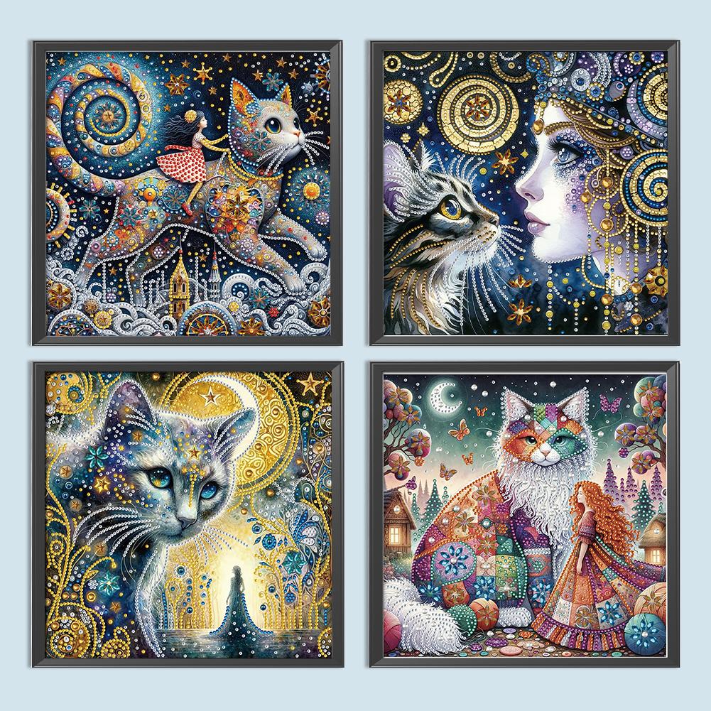 5D DIY Partial Special Shaped Drill Diamond Painting Cat Decoration 30x30cm