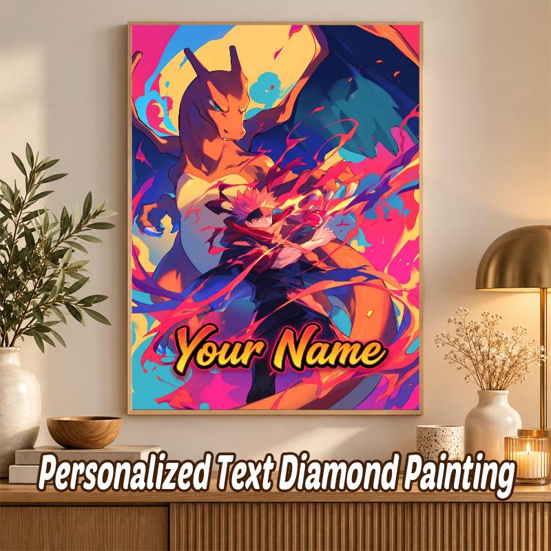 Charizard Custom Name Diamond Painting Personalized 5D Full Drill DIY Diamond Art Home Decor