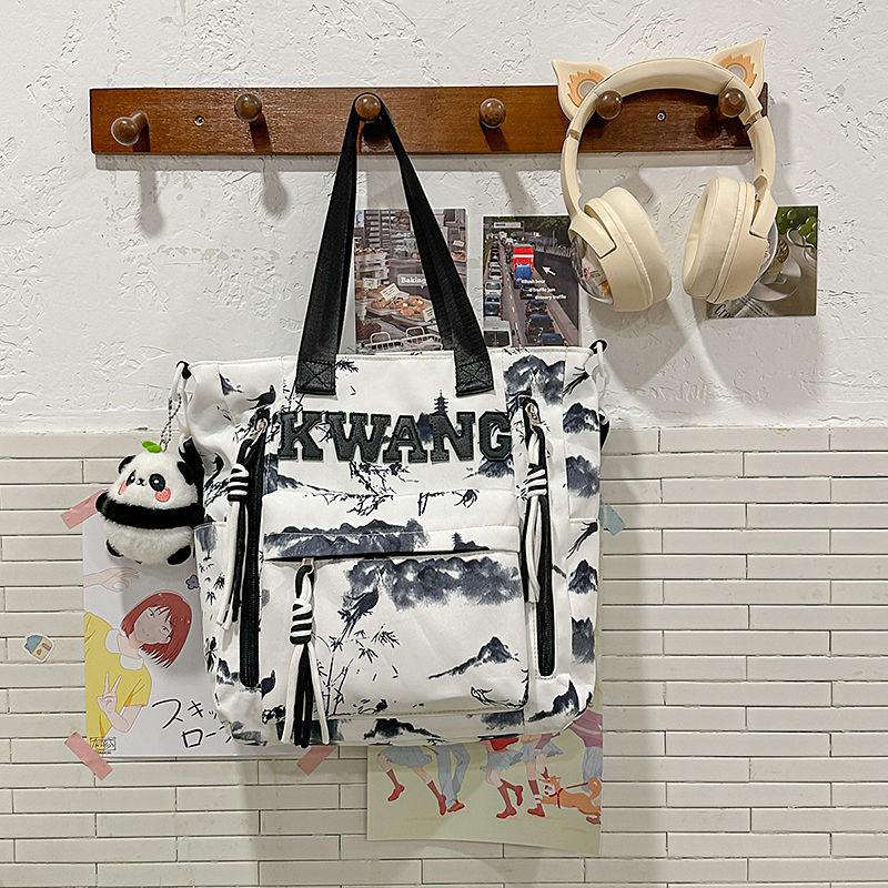 

Fashionable Ink Wash Style Backpack High School Students Backpack Large Capacity High Aesthetic Value Women Junior High School College Students Bags Without pendant