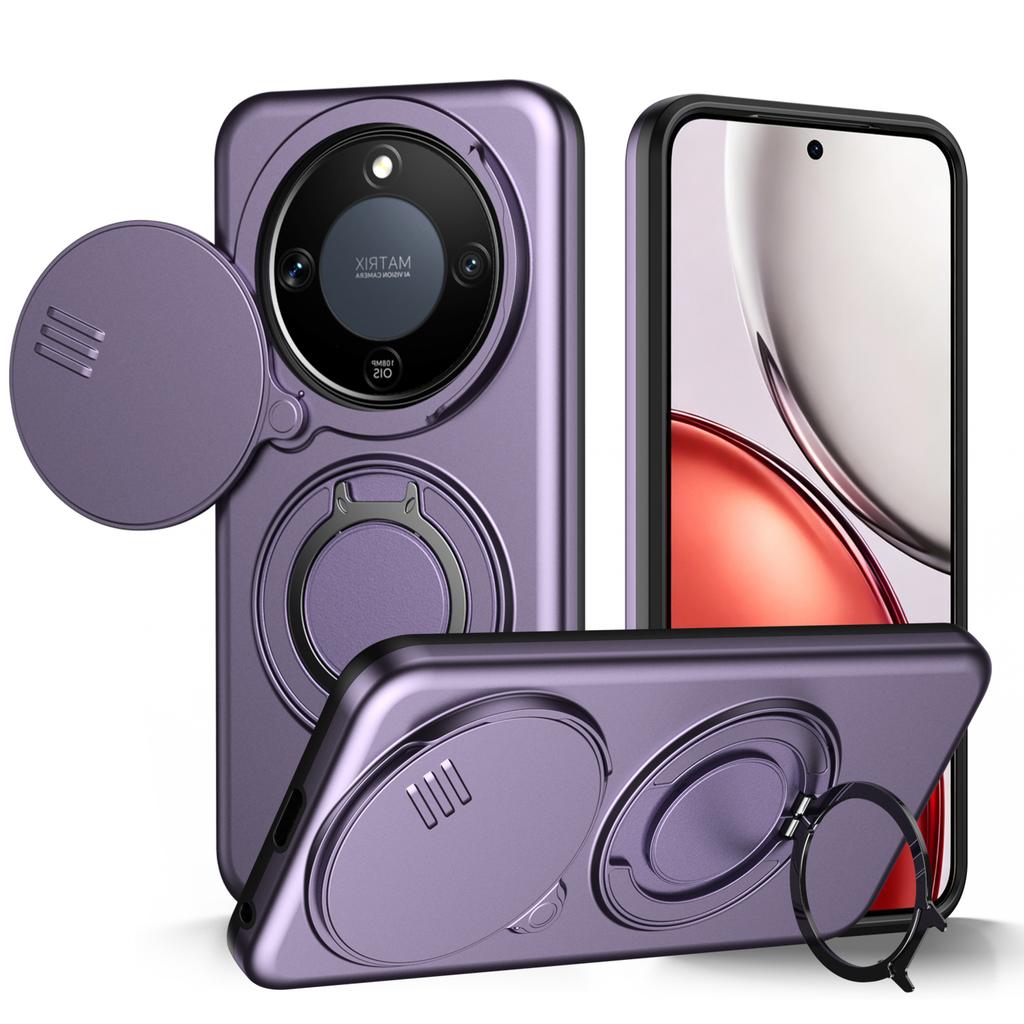Sliding Camera Lens Protection Armor Case For Honor X9a X9b X9c X9d Magic 5 6 7 8 Lite X50 X60 Pro X70 5G Metal Ring Stand Cover