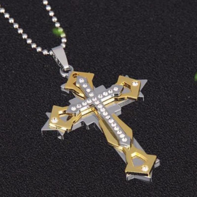 Acier Titane Avec Diamants Collier Croix Acier Inoxydable Accessoires Homme Et Femme Collier Pendentif Moulé