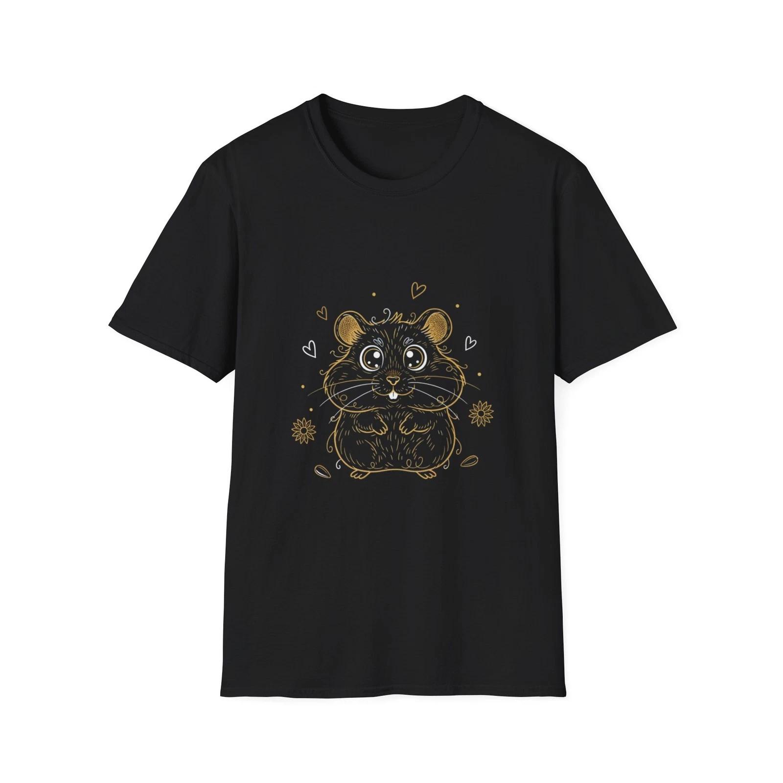Cat Cute Illustrated Black Tee Kawaii Animal Aesthetic T-Shirt 3XL