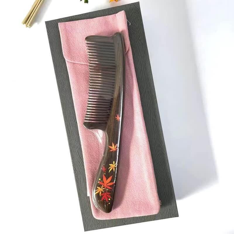 Tan Mujiang Carnation Inlaid Comb