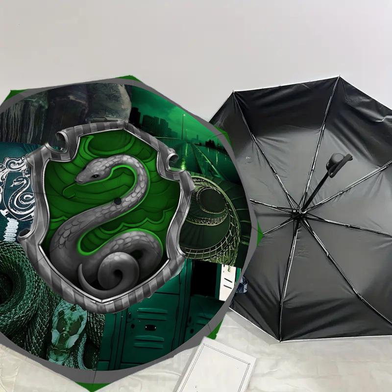 1PC Slytherin Snake Umbrella-8-Rib Reinforced, Automatic Open, Lightweight & Durable, Cute Fashion Accessory for Outdoor, D2680