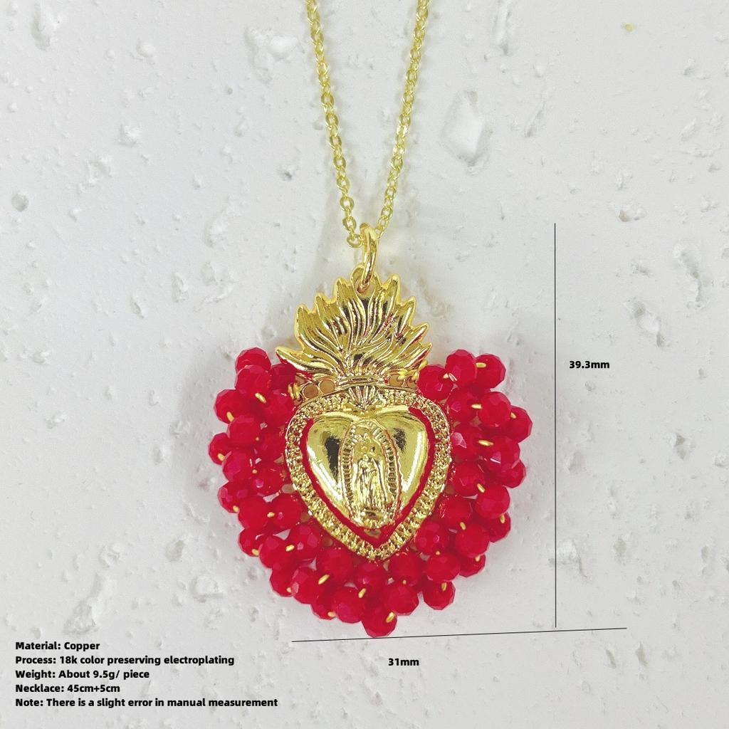 Europäische und amerikanische beliebte handgefertigte Kristallkrone Kupfer Liebe Jungfrau Halskette Anhänger Damenschmuck Geschenk