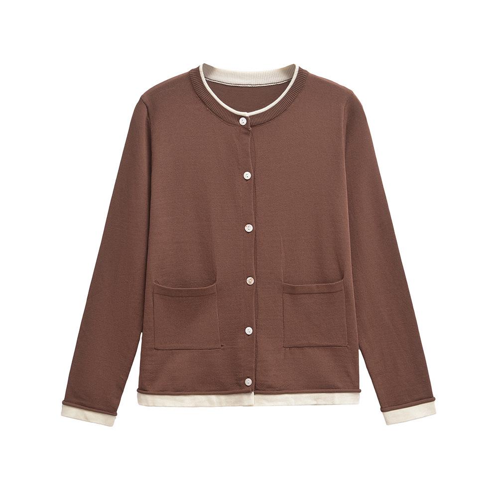 

2024 Autumn/Winter Women s Casual Patchwork Knit Cardigan Large